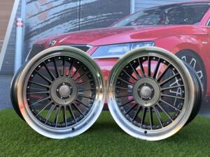 Ratlankis Alpina Classic Style  R19X10J 5X112/5X120 ET20 74.1 Grey with Diamond cut lip and silver rivets