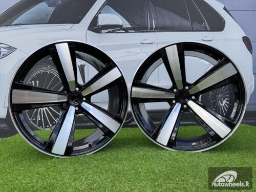 Ratlankis Forged New 5 Spoke Macan Style 21X9.5J 5X112 ET26 66.6 Black with Diamond Cut Face