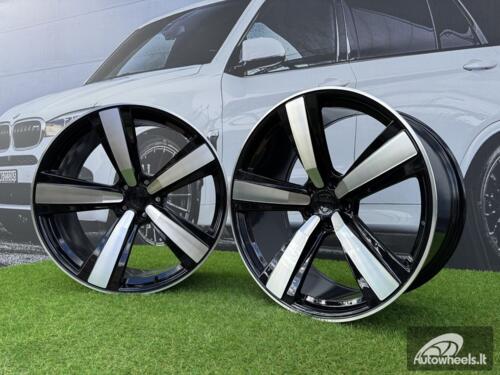 Ratlankis Forged New 5 Spoke Macan Style 21X9.5J 5X112 ET26 66.6 Black with Diamond Cut Face