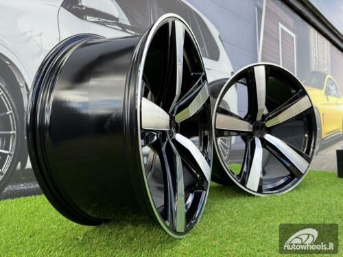 Ratlankis Forged New 5 Spoke Macan Style 21X10J 5X112 ET19 66.6 Black with Diamond Cut Face