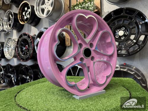 Ratlankis Heritage Kokoro Monoc Heart Style R15X6.5J 4X100 ET35 73.1 Pink with Diamond Cut