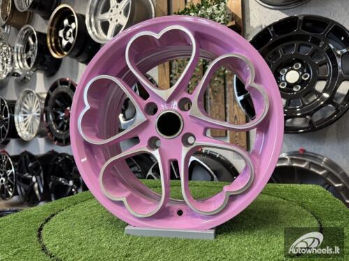 Ratlankis Heritage Kokoro Monoc Heart Style R15X6.5J 4X100 ET35 73.1 Pink with Diamond Cut