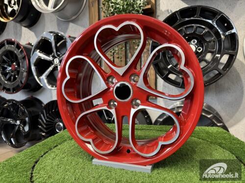 Ratlankis Heritage Kokoro Monoc Heart Style R15X6.5J 4X100 ET35 73.1 Red with Diamond Cut