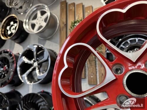 Ratlankis Heritage Kokoro Monoc Heart Style R15X6.5J 4X100 ET35 73.1 Red with Diamond Cut