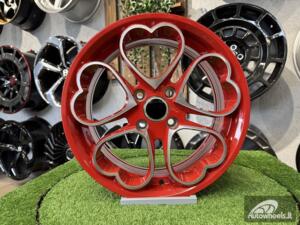 Ratlankis Heritage Kokoro Monoc Heart Style R15X6.5J 4X100 ET35 73.1 Red with Diamond Cut