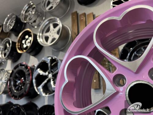 Ratlankis Heritage Kokoro Monoc Heart Style R15X6.5J 5X100 ET35 73.1 Pink with Diamond Cut