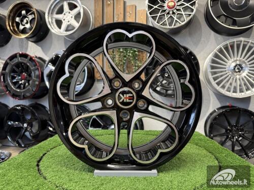 Ratlankis Heritage Kokoro Monoc Heart Style R15X6.5J 5X100 ET35 73.1 Black with Diamond Cut