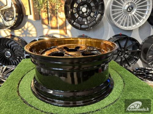 Ratlankis VIP Modular VX-610 Style R17X7.5J 5X112 ET35 66.45 Black with Diamond Cut and Gold Tint and Chrome rivets