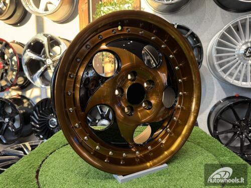 Ratlankis VIP Modular VX-610 Style R17X7.5J 5X114.3 ET35 73.1 Black with Diamond Cut and Gold Tint and Chrome rivets