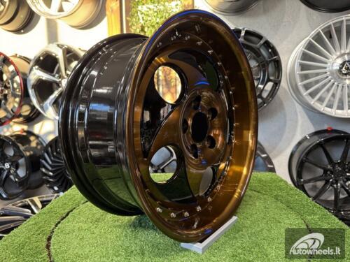 Ratlankis VIP Modular VX-610 Style R17X7.5J 5X114.3 ET35 73.1 Black with Diamond Cut and Gold Tint and Chrome rivets