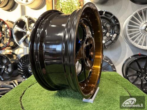 Ratlankis VIP Modular VX-610 Style R17X7.5J 5X114.3 ET35 73.1 Black with Diamond Cut and Gold Tint and Chrome rivets