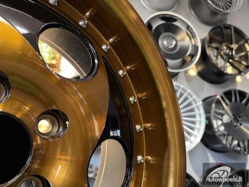 Ratlankis VIP Modular VX-610 Style R17X7.5J 5X114.3 ET35 73.1 Black with Diamond Cut and Gold Tint and Chrome rivets