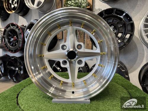 Ratlankis Work Equip 01 Style R15X9J 4X114.3 ET-10 73.1 White with Diamond Cut and White Gold Rivets