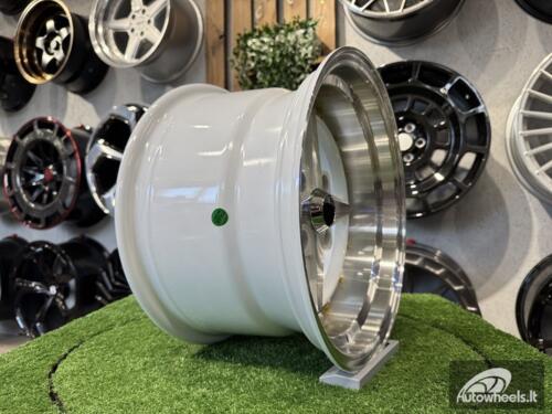 Ratlankis Work Equip 01 Style R15X9J 4X114.3 ET-10 73.1 White with Diamond Cut and White Gold Rivets