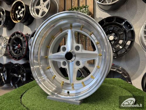 Ratlankis Work Equip 01 Style R15X9J 4X114.3 ET-10 73.1 White with Diamond Cut and White Gold Rivets