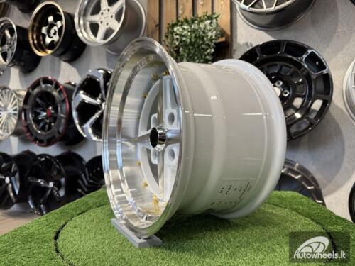 Ratlankis Work Equip 01 Style R15X9J 4X114.3 ET-10 73.1 White with Diamond Cut and White Gold Rivets