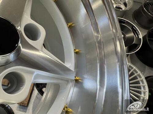 Ratlankis Work Equip 01 Style R15X9J 4X114.3 ET-10 73.1 White with Diamond Cut and White Gold Rivets