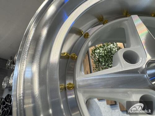 Ratlankis Work Equip 01 Style R15X9J 4X114.3 ET-10 73.1 White with Diamond Cut and White Gold Rivets