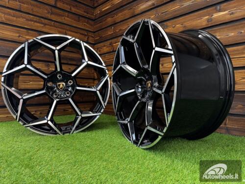 Ratlankis Forged Lamborghini Urus Y Spoke Style R23X10J 5X130 ET20 71.6 Black with Diamond Cut