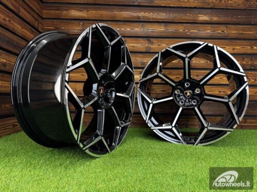 Ratlankis Forged Lamborghini Urus Y Spoke Style R23X11.5J 5X130 ET14 71.6 Black with Diamond Cut