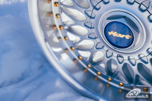 Ratlankis HART HR86 R17X8J 4X100/4X108 ET20 CB:73.1mm Silver face and Diamond cut lip Gold Rivets