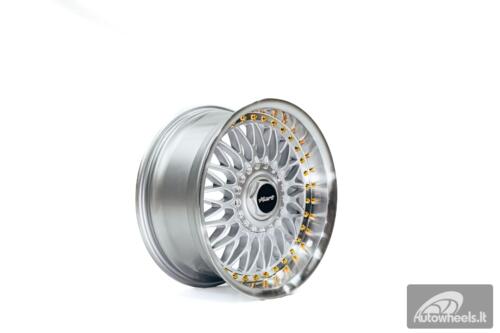 Ratlankis HART HR86 R17X8J 4X100/4X108 ET20 CB:73.1mm Silver face and Diamond cut lip Gold Rivets