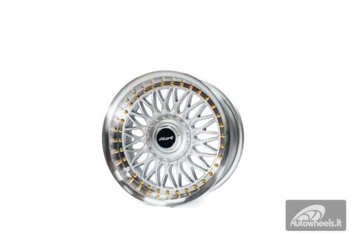 Ratlankis HART HR86 R17X8J 4X100/4X108 ET20 CB:73.1mm Silver face and Diamond cut lip Gold Rivets