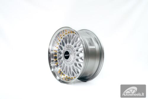 Ratlankis HART HR86 R17X8J 4X100/4X108 ET20 CB:73.1mm Silver face and Diamond cut lip Gold Rivets