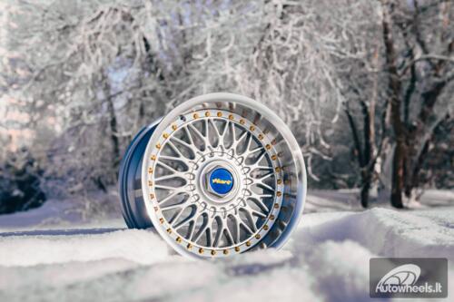 Ratlankis HART HR86 R17X9J 4X100/4X108 ET22 CB:73.1mm Silver face and Diamond cut lip Gold Rivets