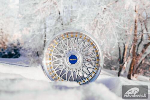 Ratlankis HART HR86 R17X9J 4X100/4X108 ET22 CB:73.1mm Silver face and Diamond cut lip Gold Rivets