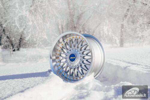 Ratlankis HART HR86 R17X9J 4X100/4X108 ET22 CB:73.1mm Silver face and Diamond cut lip Gold Rivets