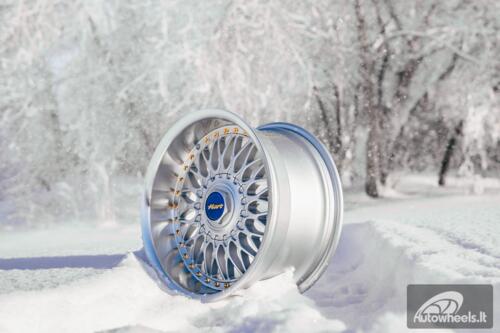 Ratlankis HART HR86 R17X9J 4X100/4X108 ET22 CB:73.1mm Silver face and Diamond cut lip Gold Rivets