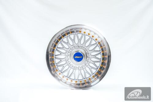 Ratlankis HART HR86 R17X9J 4X100/4X108 ET22 CB:73.1mm Silver face and Diamond cut lip Gold Rivets