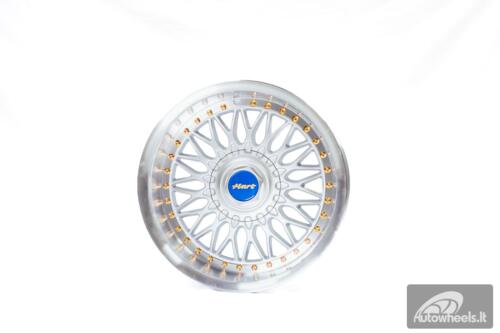 Ratlankis HART HR86 R17X9J 4X100/4X108 ET22 CB:73.1mm Silver face and Diamond cut lip Gold Rivets
