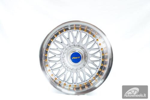 Ratlankis HART HR86 R17X9J 4X100/4X108 ET22 CB:73.1mm Silver face and Diamond cut lip Gold Rivets