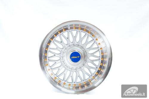 Ratlankis HART HR86 R17X9J 4X100/4X108 ET22 CB:73.1mm Silver face and Diamond cut lip Gold Rivets