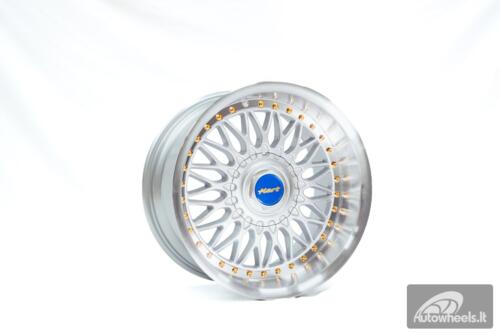Ratlankis HART HR86 R17X9J 4X100/4X108 ET22 CB:73.1mm Silver face and Diamond cut lip Gold Rivets