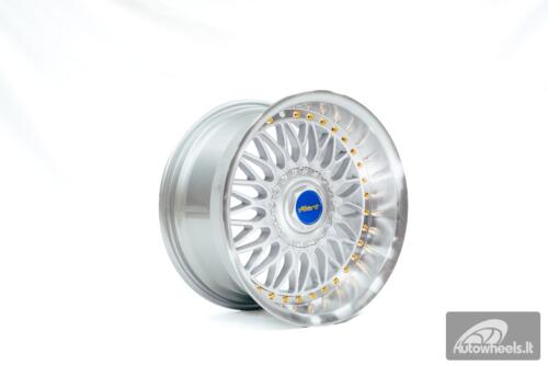 Ratlankis HART HR86 R17X9J 4X100/4X108 ET22 CB:73.1mm Silver face and Diamond cut lip Gold Rivets