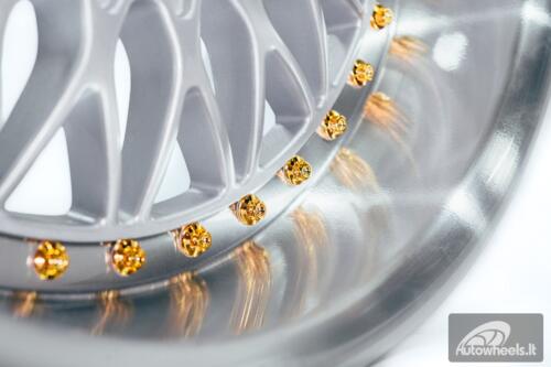 Ratlankis HART HR86 R17X9J 4X100/4X108 ET22 CB:73.1mm Silver face and Diamond cut lip Gold Rivets