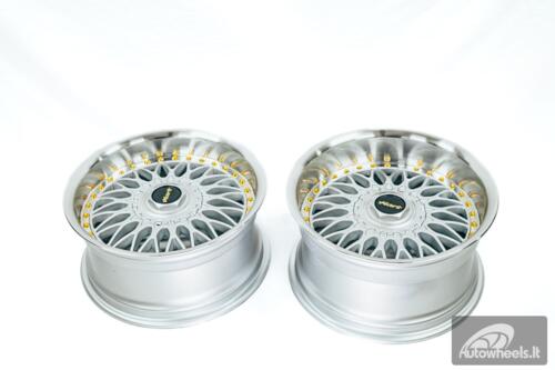 Ratlankis HART HR86 R17X9J 4X100/4X108 ET22 CB:73.1mm Silver face and Diamond cut lip Gold Rivets