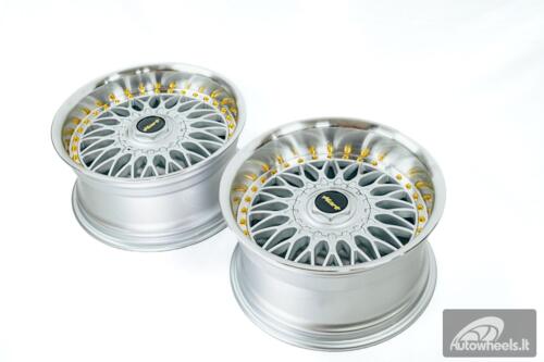 Ratlankis HART HR86 R17X9J 4X100/4X108 ET22 CB:73.1mm Silver face and Diamond cut lip Gold Rivets