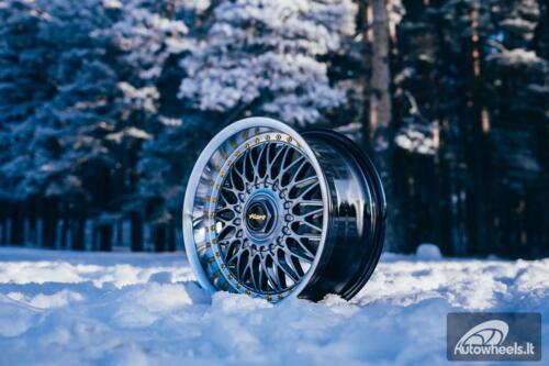 Ratlankis HART HR86 R17X8J 4X100/4X108 ET20 CB:73.1mm Hyper Black face and Diamond cut lip Gold Rivets