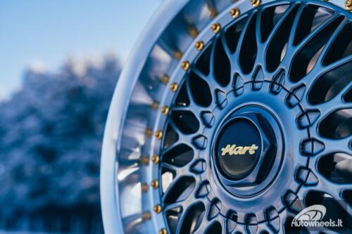 Ratlankis HART HR86 R17X8J 4X100/4X108 ET20 CB:73.1mm Hyper Black face and Diamond cut lip Gold Rivets