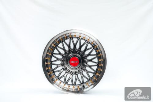 Ratlankis HART HR86 R17X8J 4X100/4X108 ET20 CB:73.1mm Hyper Black face and Diamond cut lip Gold Rivets