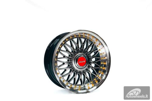 Ratlankis HART HR86 R17X8J 4X100/4X108 ET20 CB:73.1mm Hyper Black face and Diamond cut lip Gold Rivets