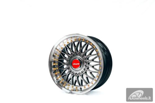 Ratlankis HART HR86 R17X8J 4X100/4X108 ET20 CB:73.1mm Hyper Black face and Diamond cut lip Gold Rivets