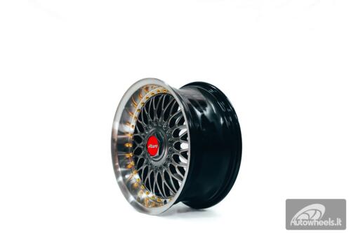 Ratlankis HART HR86 R17X8J 4X100/4X108 ET20 CB:73.1mm Hyper Black face and Diamond cut lip Gold Rivets