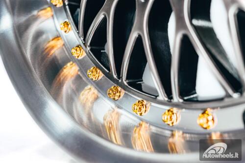 Ratlankis HART HR86 R17X8J 4X100/4X108 ET20 CB:73.1mm Hyper Black face and Diamond cut lip Gold Rivets