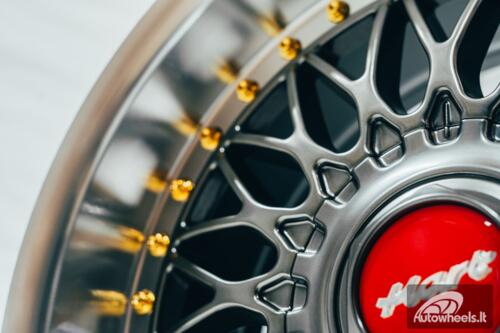 Ratlankis HART HR86 R17X8J 4X100/4X108 ET20 CB:73.1mm Hyper Black face and Diamond cut lip Gold Rivets