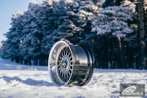 Ratlankis HART HR86 R17X9J 4X100/4X108 ET22 CB:73.1mm Hyper Black face and Diamond cut lip Gold Rivets